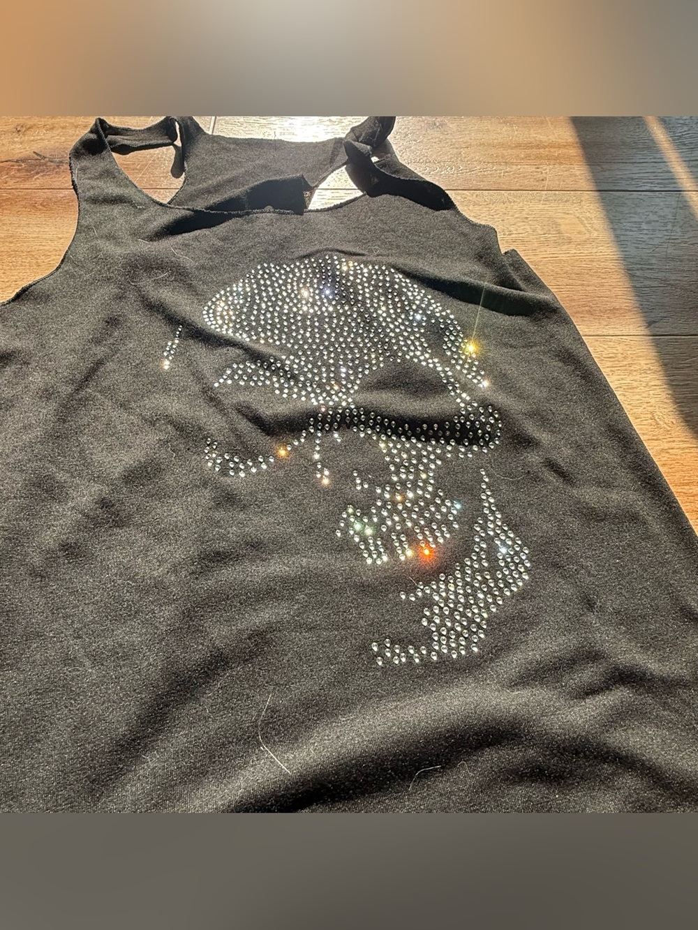 SHEIN Black Rhinestone Skull Racerback Tank - Picture 2 of 3